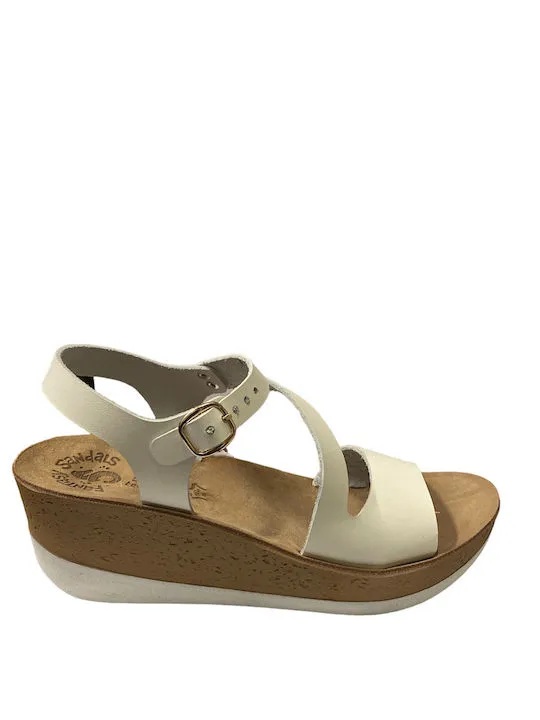 1000026481 Fantasy Sandals Γυναικεία Ανατιμική Δερμάτινη Πλατφόρμα S5020 Λευκό - Image 1