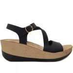 Fantasy Sandals Womens Anatomic Leather Wedges S5020 Black
