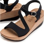 Fantasy Sandals Womens Anatomic Leather Wedges S5020 Black - Image 3