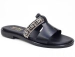 Bene-feet Γυναικεία Δερμάτινη Παντόφλα Στρας 200-11-03 Μαύρο