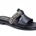 Bene-feet Γυναικεία Δερμάτινη Παντόφλα Στρας 200-11-03 Μαύρο