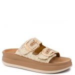 Fantasy Sandals Γυναικεία Ανατομική Δερμάτινη Παντόφλα S1100 Zefi Βανίλια - Εκρού Ψάθα