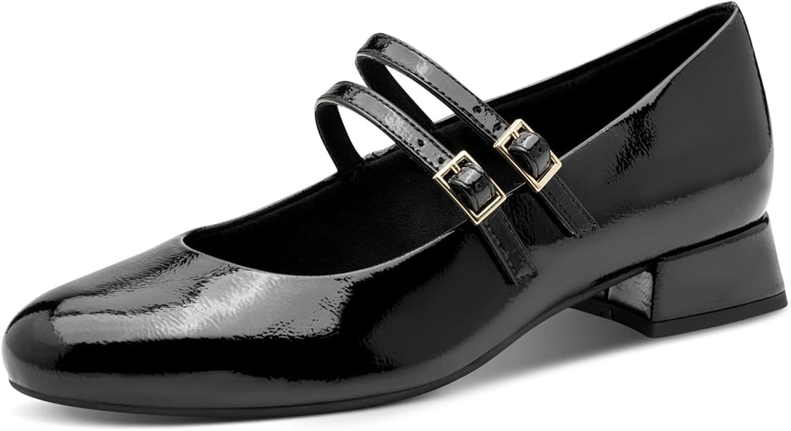 61gQ0fYeD3L._AC_SY625_ Marco Tozzi Women's Pump Shoe 2-22209-44 018 Black Patent - Image 1