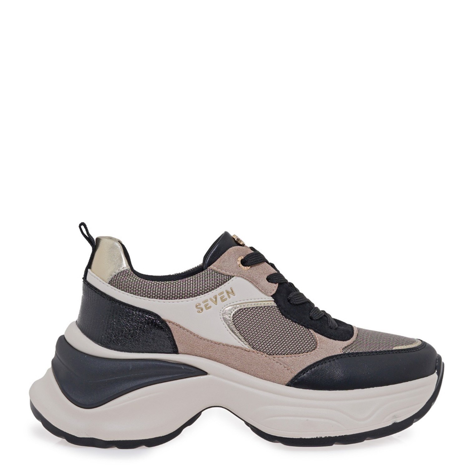 seven_v119r544314y_v119r544314y-0_0409876a-1500x1500 Seven Γυναικείο Sneaker V119R544314Y Μπεζ - Μαύρο - Image 1