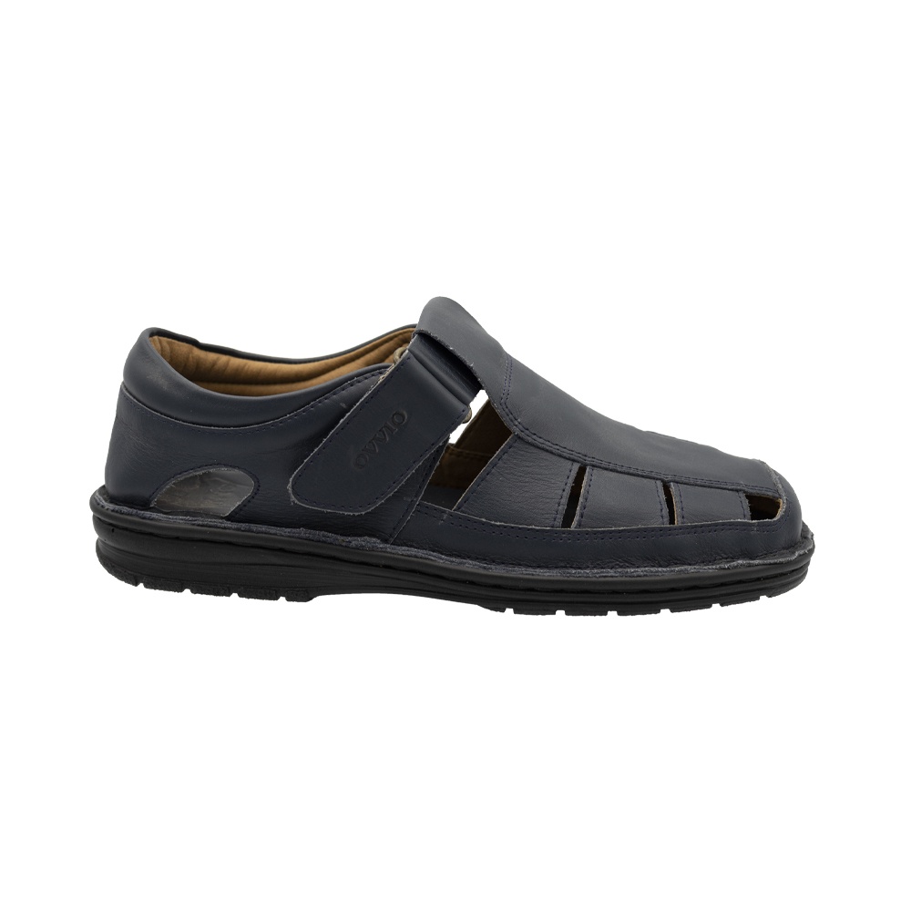 601 Ovvio Mens Leather Fisherman Sandal 334 Black - Image 1