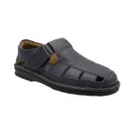 Ovvio Mens Leather Fisherman Sandal 334 Black - Image 3