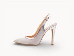 Zelios Womens Leather Slingback Heel 1026 Silver