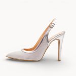 Zelios Γυναικεία Δερμάτινη Slingback Γόβα 1026 Ασημί