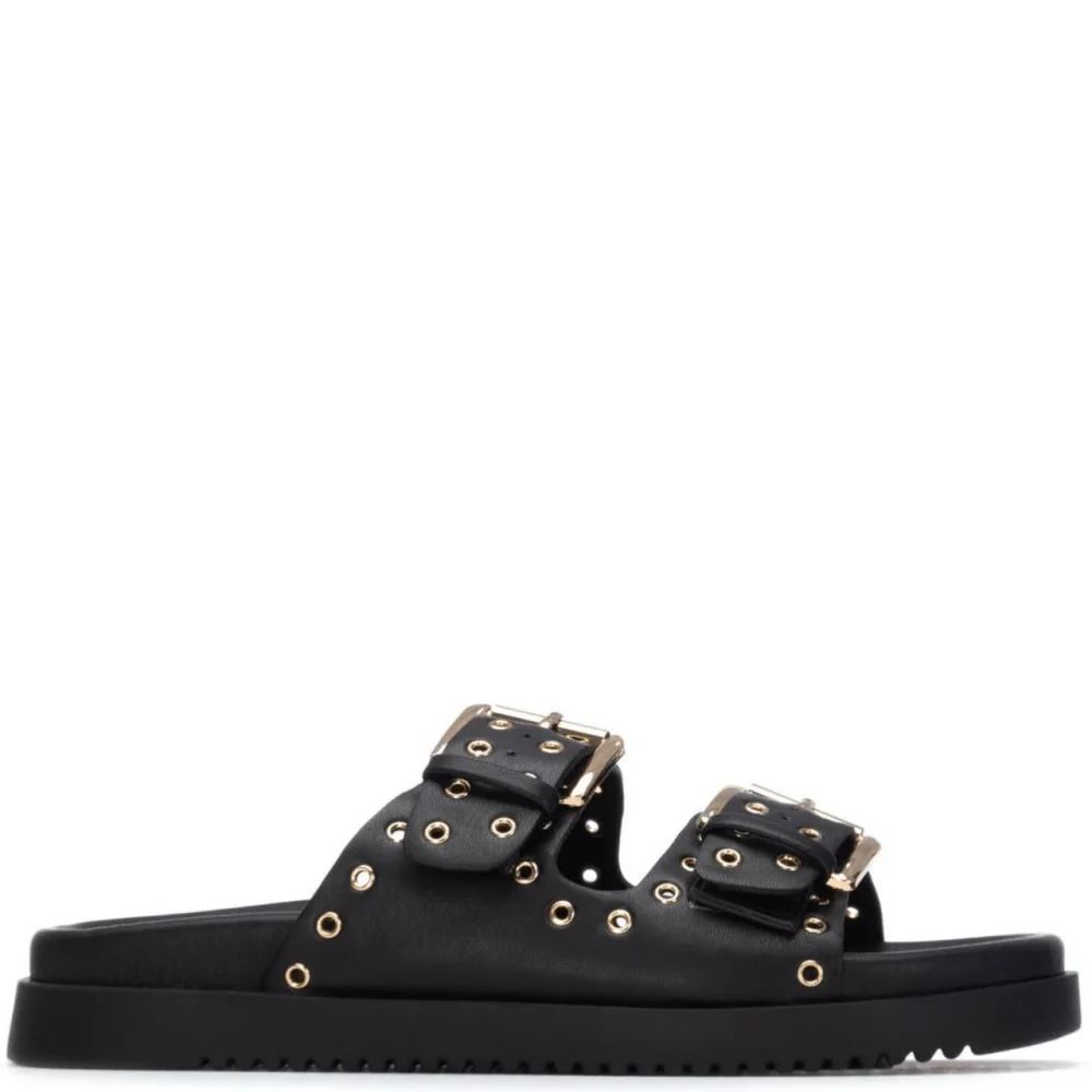 xti-black-double-strap-flat-mules-145083-scaled Xti Γυναικεία Παντόφλα 145083 Μαύρο - Image 1