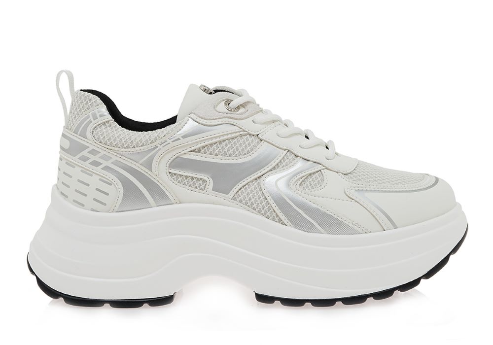 Χωρίς τίτλο Seven Womens Sneaker 741 White - Silver Glitter - Image 1