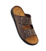 X-Feet Ανδρικές Δερμάτινες Παντόφλες 86 Καφέ - Image 4