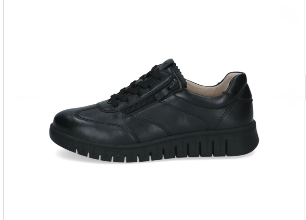att.ExOOkRXJ7EIjwKxEZL8jqgY4TWaZ-IptvjfLFoPeWpA Caprice Womens Leather Anatomic Sneaker 9-23761-46 022 Black - Image 1