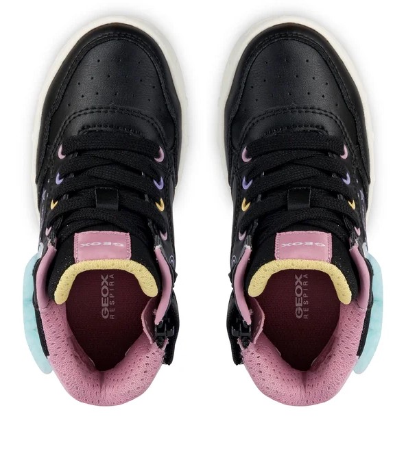 Geox Παιδικά Δερμάτινα Ανατομικά Μποτάκια J Skylin Girl J368WC 054AS C9240 D Μαύρο/Πολύχρωμο