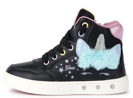 Geox Παιδικά Δερμάτινα Ανατομικά Μποτάκια J Skylin Girl J368WC 054AS C9240 D Μαύρο/Πολύχρωμο