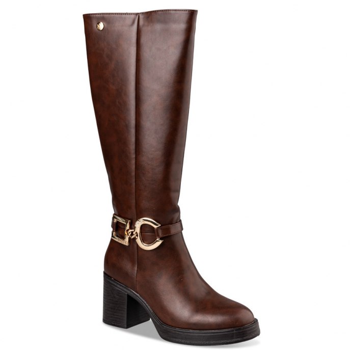 Miss NV Γυναικεία Μπότα RIDING KNEE-HIGH BOOTS V30-18260-28 Καφέ
