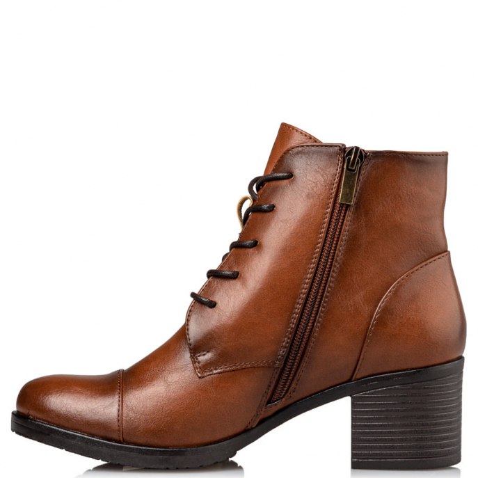 Miss NV Γυναικείο Μποτάκι Mid Heel V63-16388-26 Κάμελ