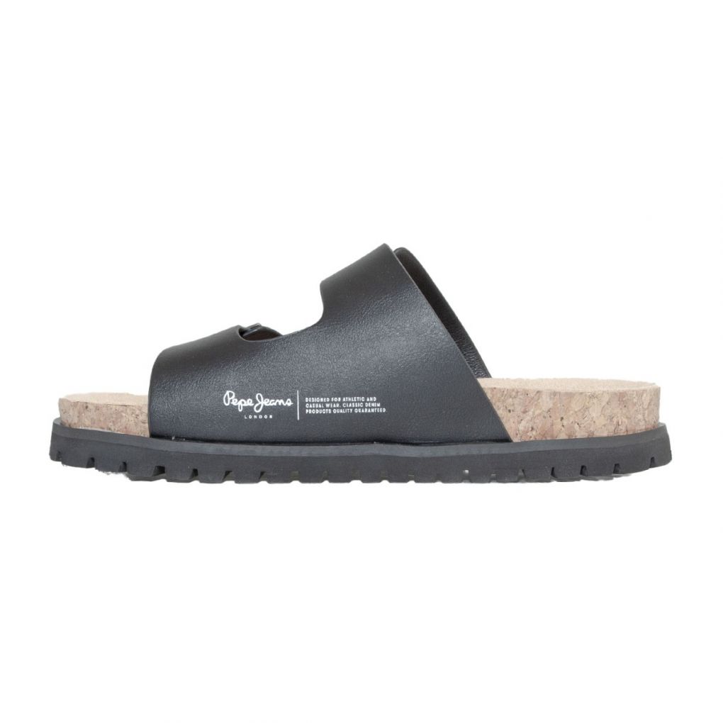 Pepe Jeans Mens Slippers PMS90097-999 Smart Cork Urban Black