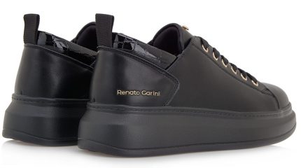 Renato Garini Γυναικεία Sneaker  R119R1052B19 19R-105 ΜΑΥΡΟ ΚΡΟΚΟ ΒΕΡΝΙ