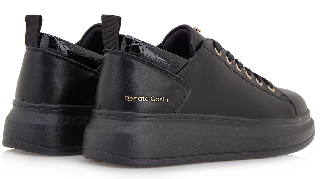 Renato Garini Γυναικεία Sneaker R119R1052B19 19R-105 ΜΑΥΡΟ ΚΡΟΚΟ ΒΕΡΝΙ