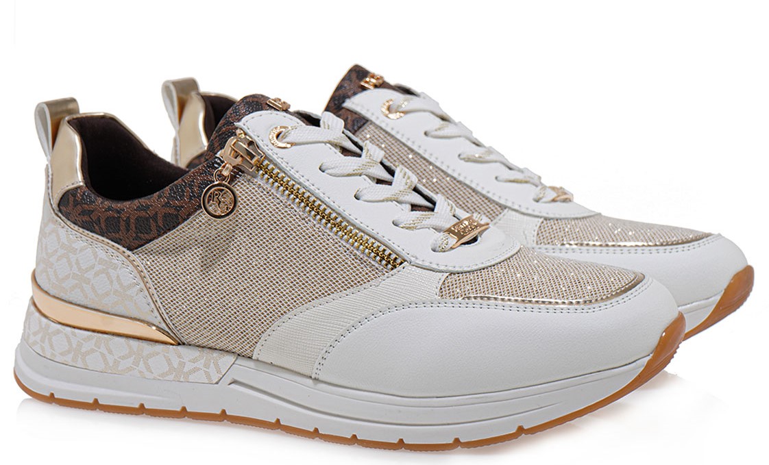 Renato Garini Γυναικεία Sneaker S119R502208E ΛΕΥΚΟ ΠΛΑΤΙΝΑ ΣΤΑΜΠΑ