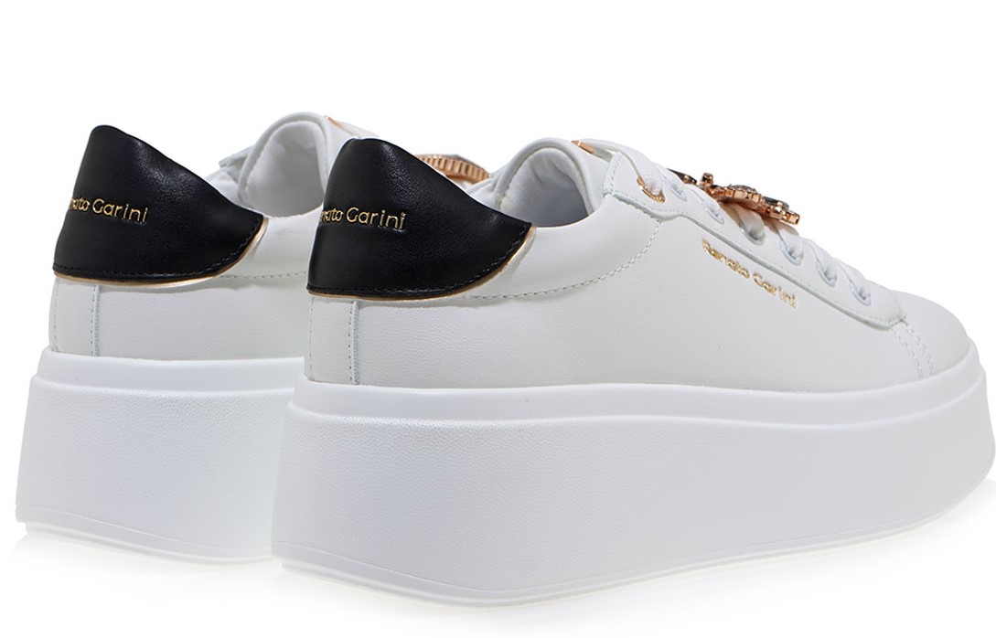 Renato Garini Γυναικέια Sneakers S119R7563I61 19R-756 Λευκό Μαύρο Χρυσό
