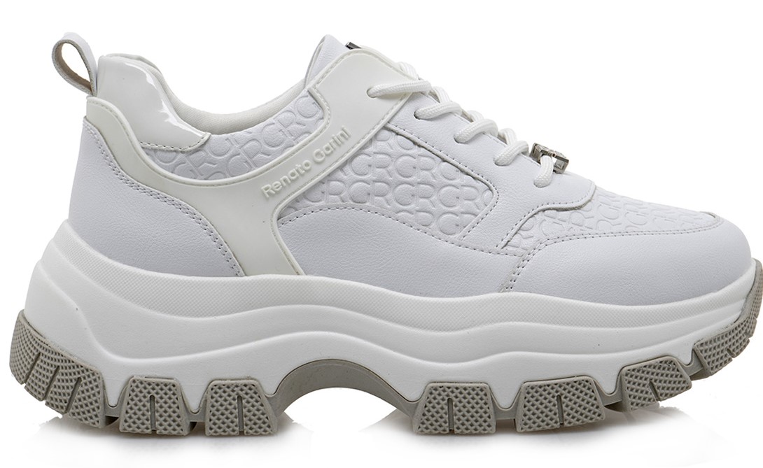 Renato Garini Γυναικεία Sneakers T119R49336F7 19R-493  ΛΕΥΚΟ ΣΤΑΜΠΑ ΛΕΥΚΟ ΒΕΡΝΙ