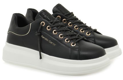 Renato Garini Γυναικεία Sneakers T119R53223F6 19R-532 Μαύρο Στρας Πλατίνα