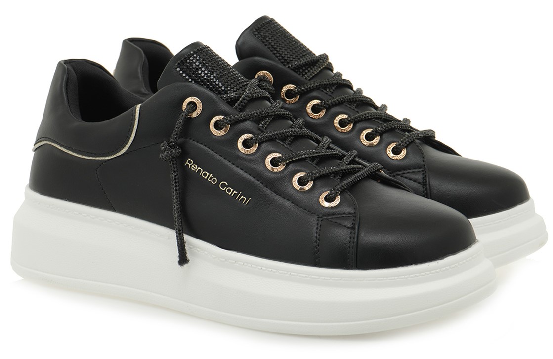 Renato Garini Γυναικεία Sneakers T119R53223F6 19R-532 Μαύρο Στρας Πλατίνα