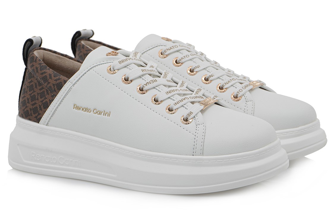 Renato Garini Γυναικεία Sneakers T119R952225M 19R-952 Λευκό Καφέ Στάμπα