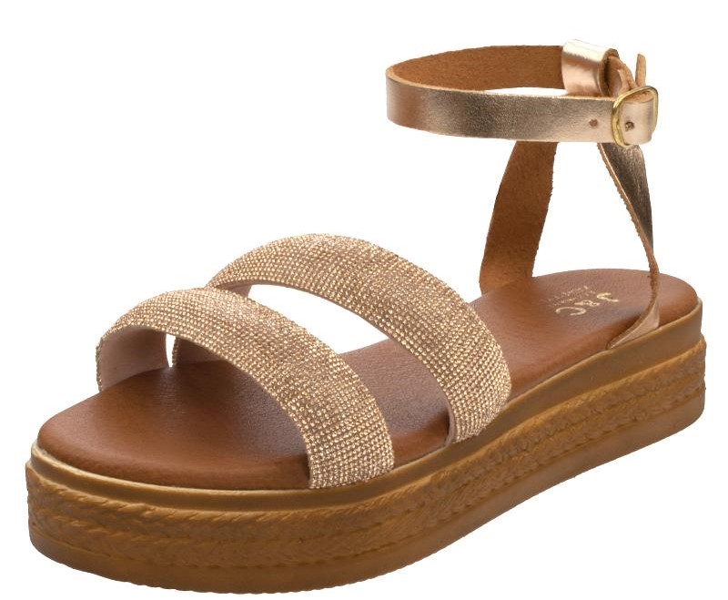 J&C Γυναικεία Flatform Πέδιλα NK-640 Μπρονζέ