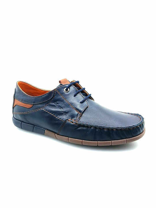 Boxer Ανδρικό Δερμάτινο Μοκασίνι 21314 15-016 Μπλε