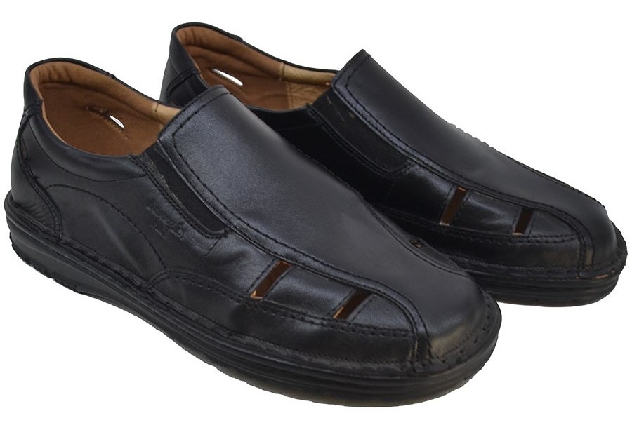 Boxer Ανδρικό Δερμάτινο Ανατομικό Πέδιλο 17197 14-111 Μαύρο