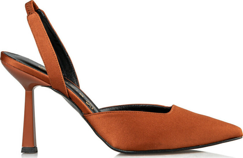 Envie Γυναικεία Satin Slingback Γόβα Ε02-14050 Καφε