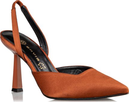 Envie Γυναικεία Satin Slingback Γόβα Ε02-14050 Καφε