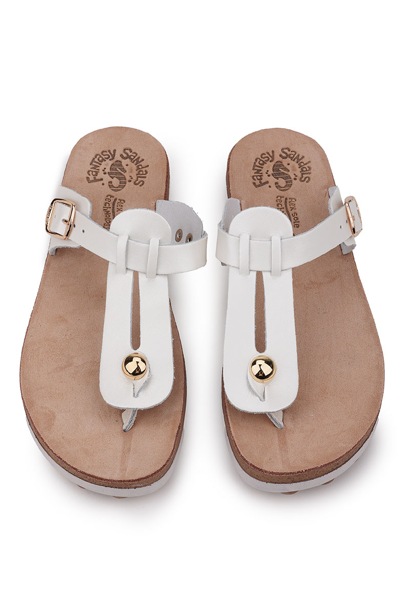 Fantasy sandals Γυναικεία Ανατομική παντόφλα S9004 Λευκό Περλέ