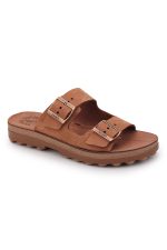 Fantasy Sandals Γυναικεία Ανατομική Δερμάτινη Παντόφλα S9047 Filipa Cappucino