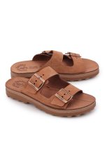 Fantasy Sandals Γυναικεία Ανατομική Δερμάτινη Παντόφλα S9047 Filipa Cappucino