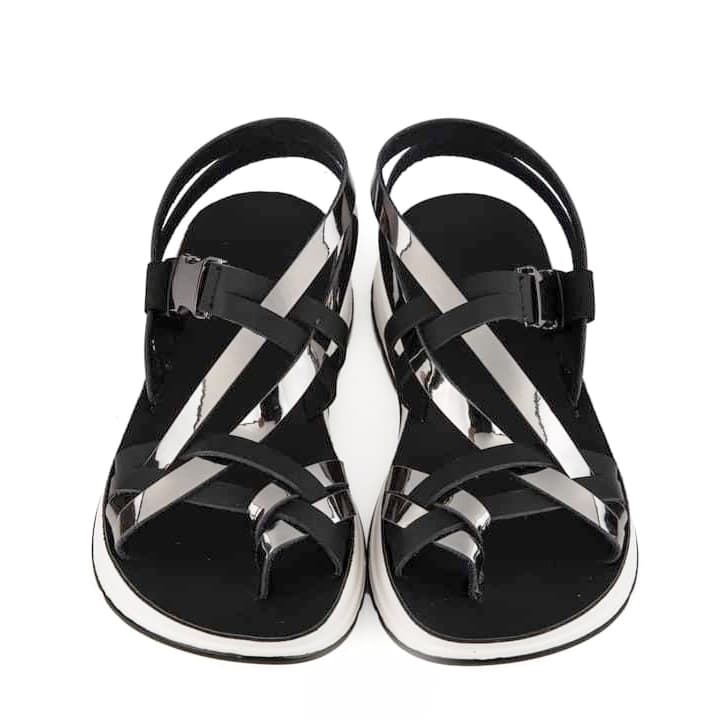 Fantasy Sandals Γυναικεία Ανατομικά πέδιλα S88 LANA Μαύρο/ Ατσαλί