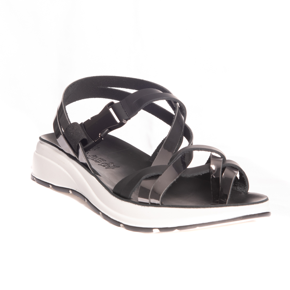 Fantasy Sandals Γυναικεία Ανατομικά πέδιλα S88 LANA Μαύρο/ Ατσαλί