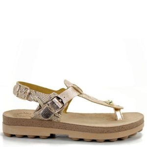 Fantasy Sandals Γυναικεία Ανατομικά πέδιλα S9005 marlena Ροζ-Χρυσό Lizard