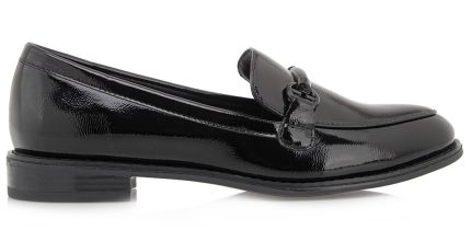 Seven Γυναικεία Loafer R134Y2221028 Μαύρο Βερνί Σπαστό