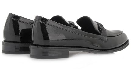 Seven Γυναικεία Loafer R134Y2221028 Μαύρο Βερνί Σπαστό