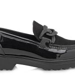 Seven Γυναικεία Loafer R185L0102U86 Μαύρο Βερνί Καστόρι