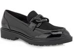 Seven Γυναικεία Loafer R185L0102U86 Μαύρο Βερνί Καστόρι