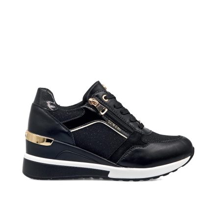 Seven Γυναικείο Sneaker T119R3954A71 395  Μαύρο Χρυσό Glitter