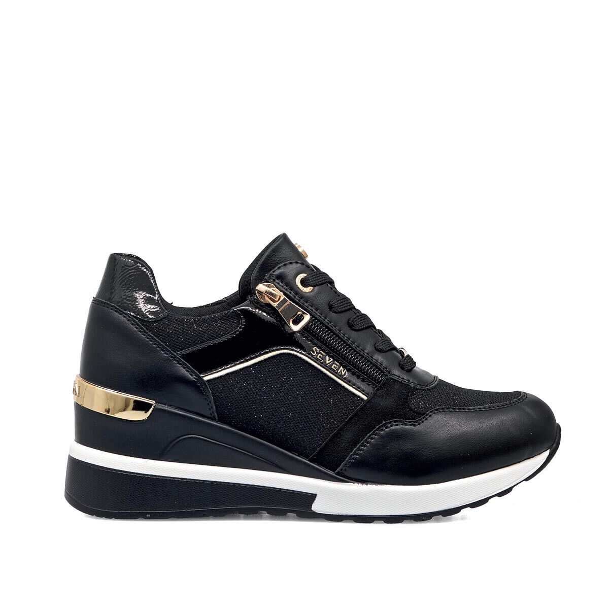 Seven Γυναικείο Sneaker T119R3954A71 395  Μαύρο Χρυσό Glitter